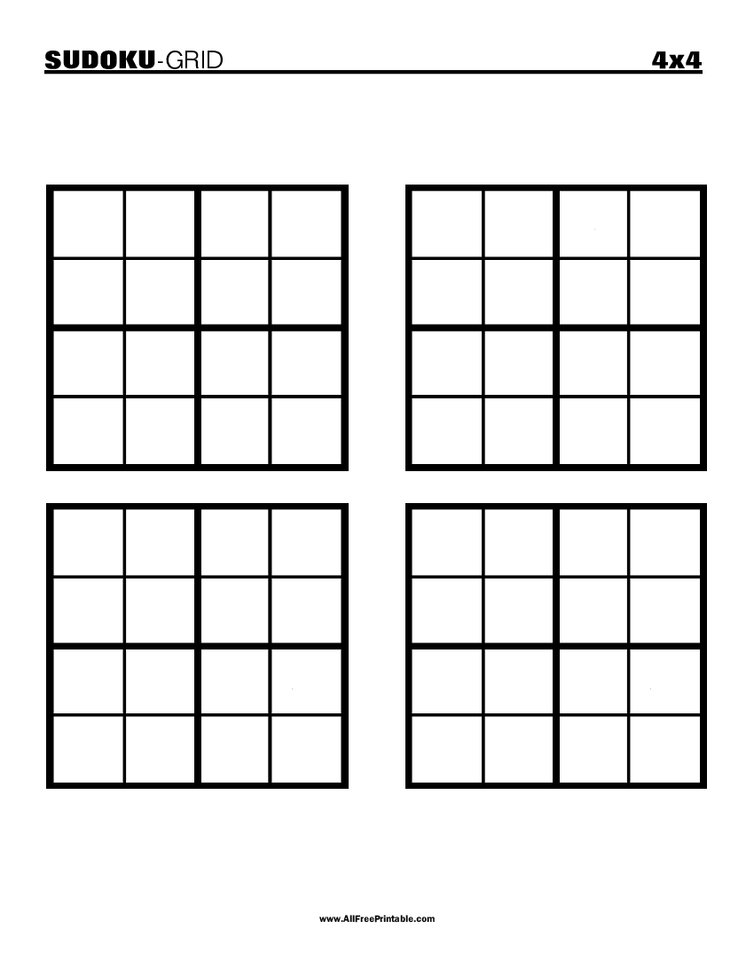 Blank Sudoku Grid 4x4