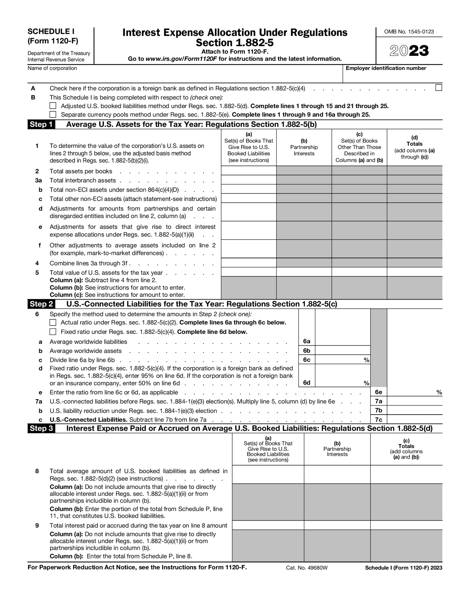 Schedule I Form 1120-F (2023) - Thumbnail