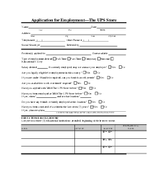 Fillable UPS Store Application for Employment - Thumbnail