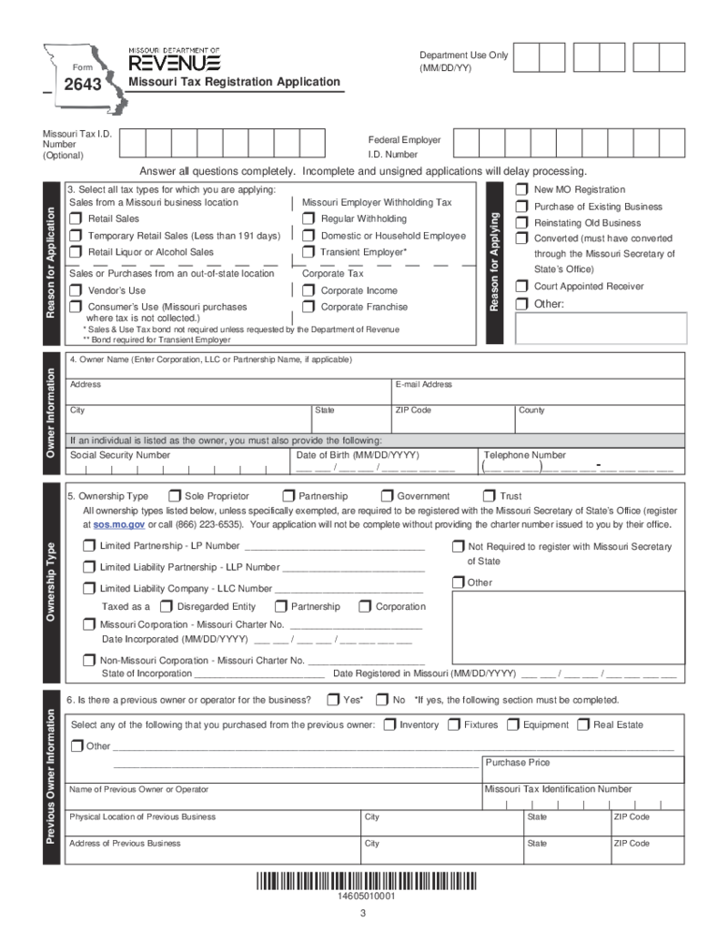 Form 2643 Application, Instructions and Bond Forms