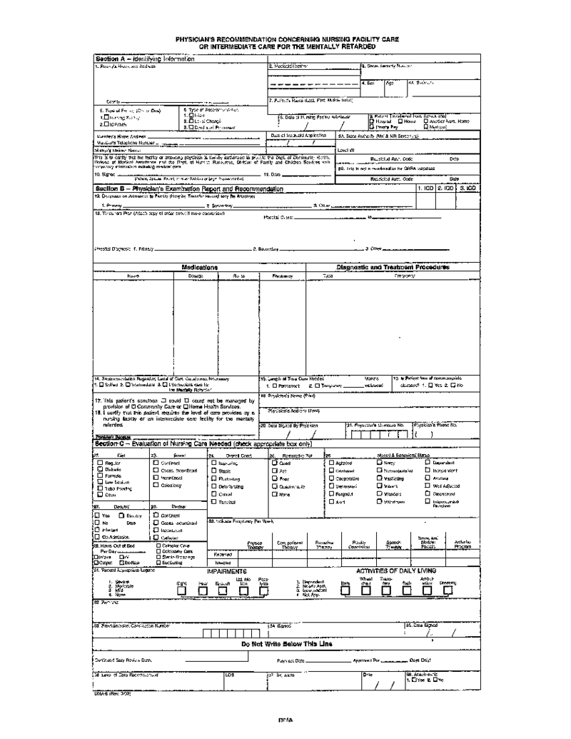 DMA 6, Physicians Recommendation Concerning Nursing Facility Care