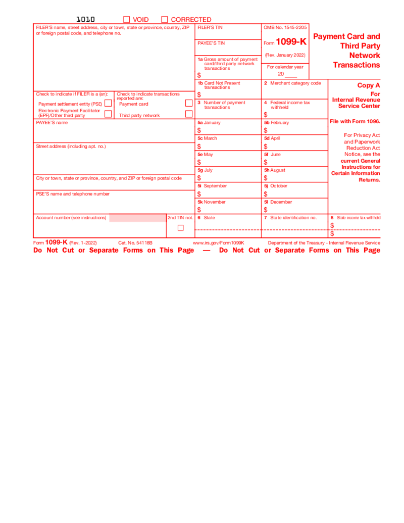 Form 1099-K (2022-2023)