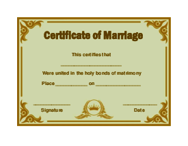 Marriage Certificate Template - Thumbnail