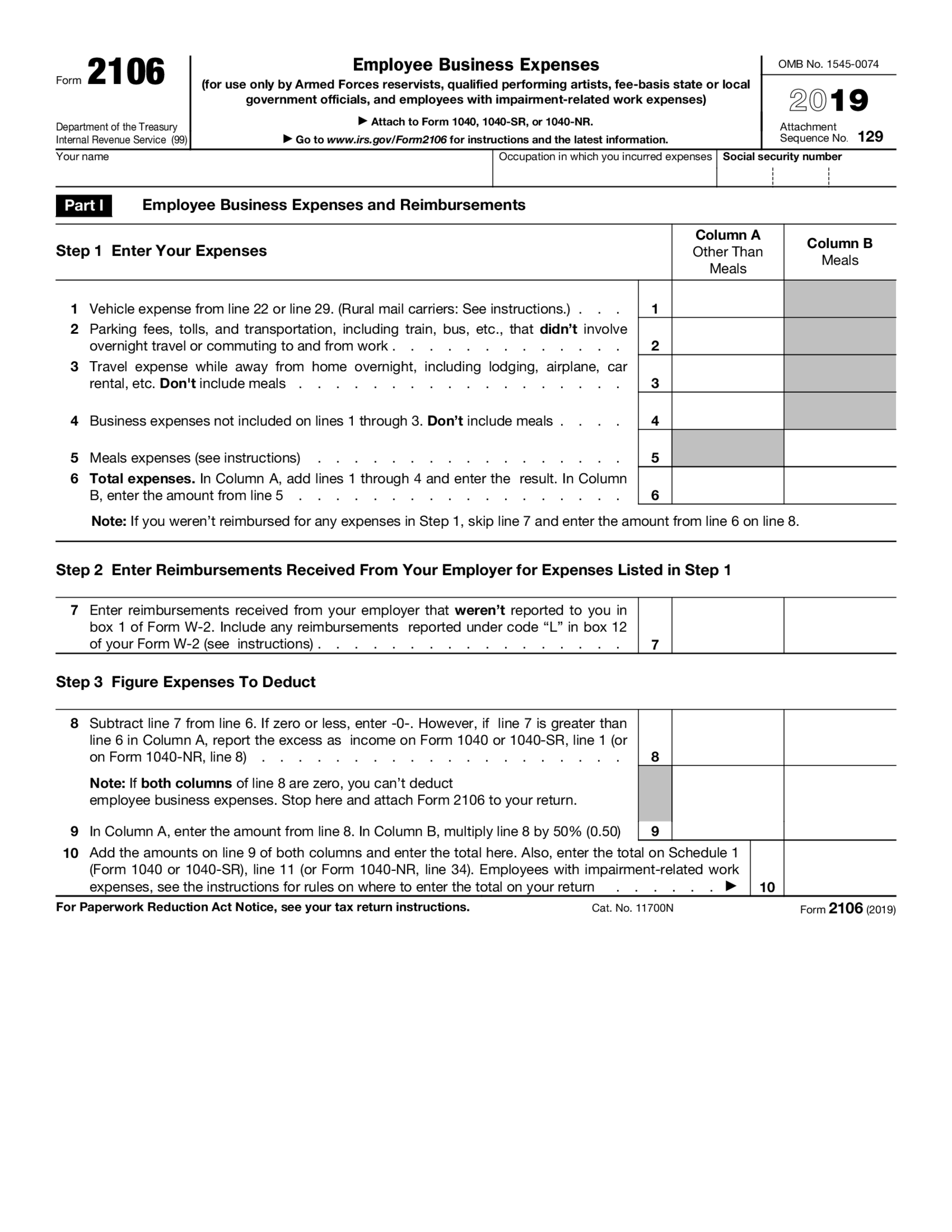 Form 2106 - Thumbnail