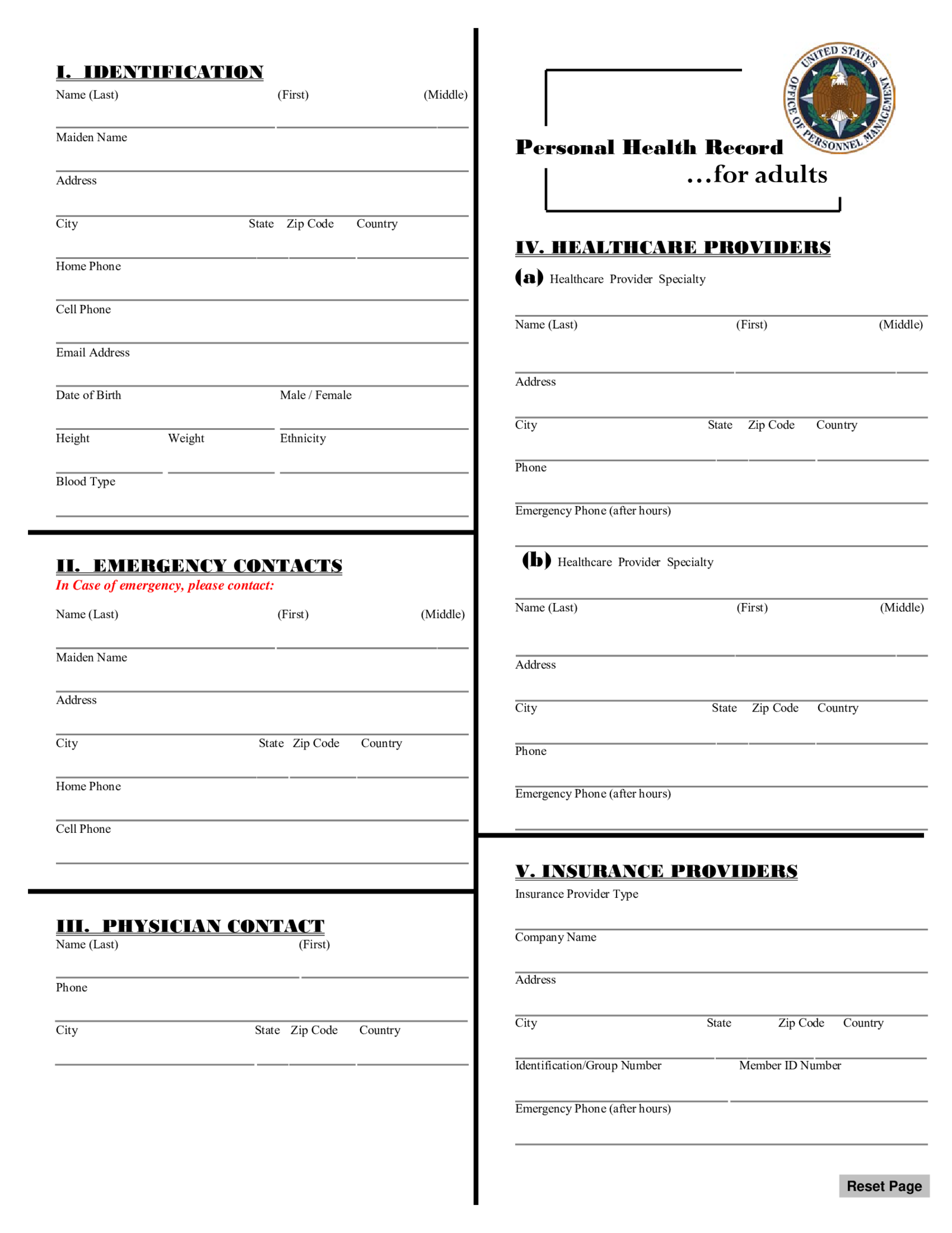 Personal Health Record Template - Thumbnail