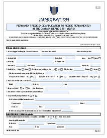 Fillable Cayman Islands Immigration Permanent Residency - Thumbnail