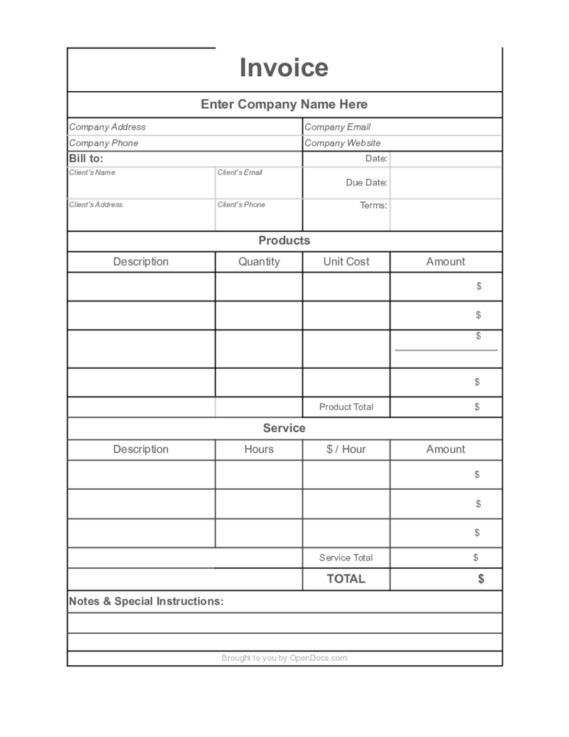 Google Sheets Invoice