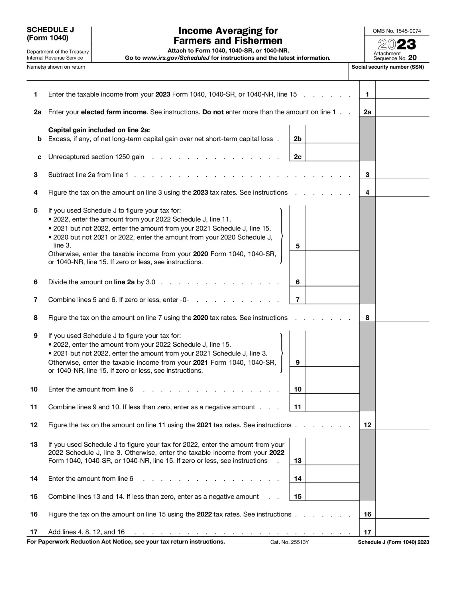 Form 1040 (Schedule J) 2023 - Thumbnail