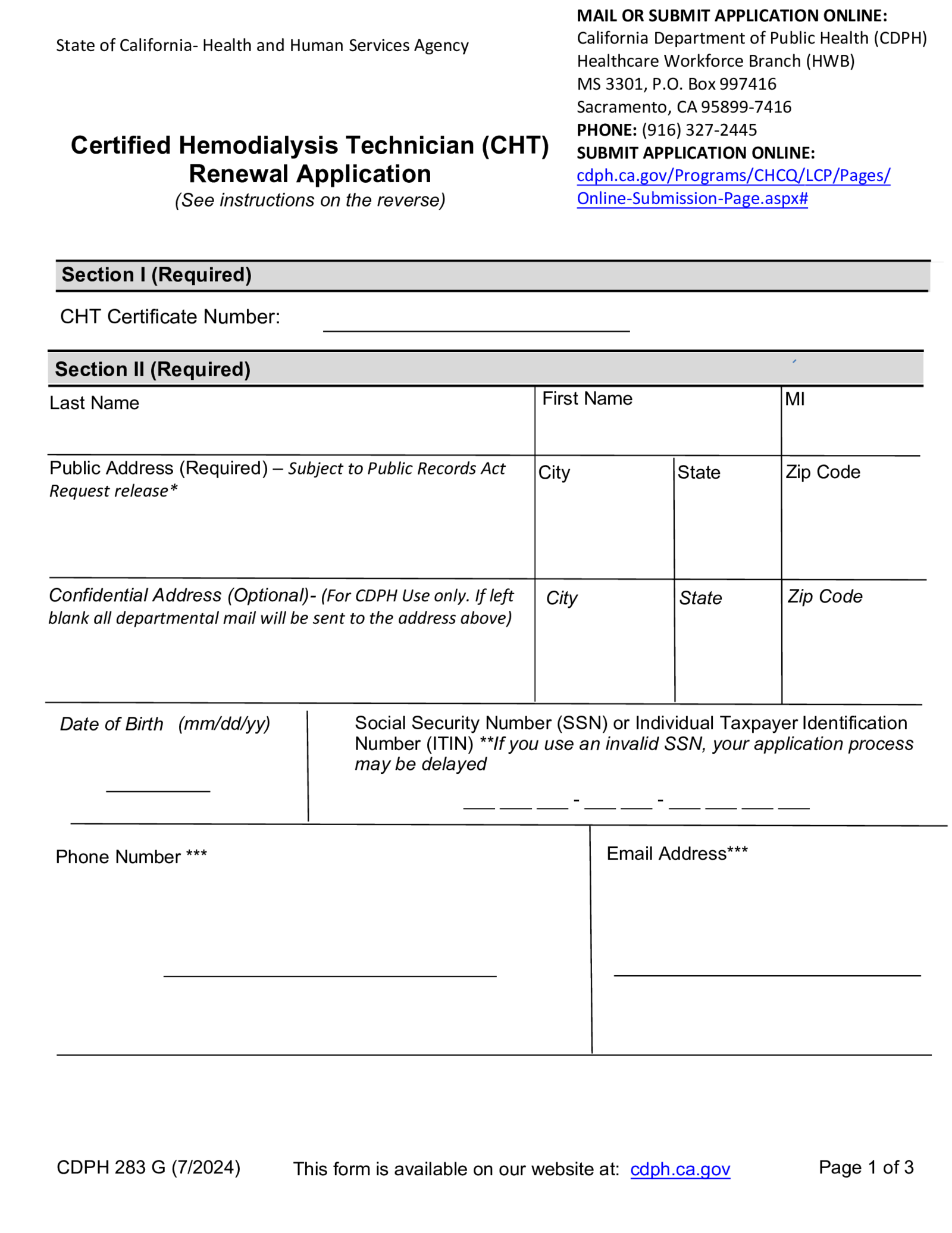 Certified Hemodialysis Technician (CHT) Renewal Application - Thumbnail