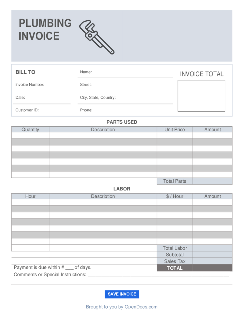 Plumbing Invoice Template