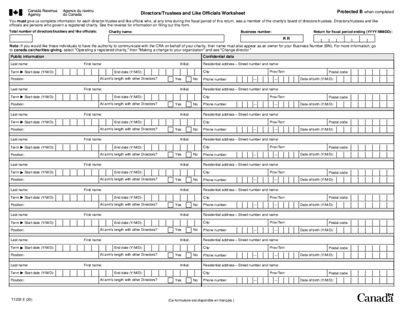 T1235 Directors Trustees and Like Officials Worksheet