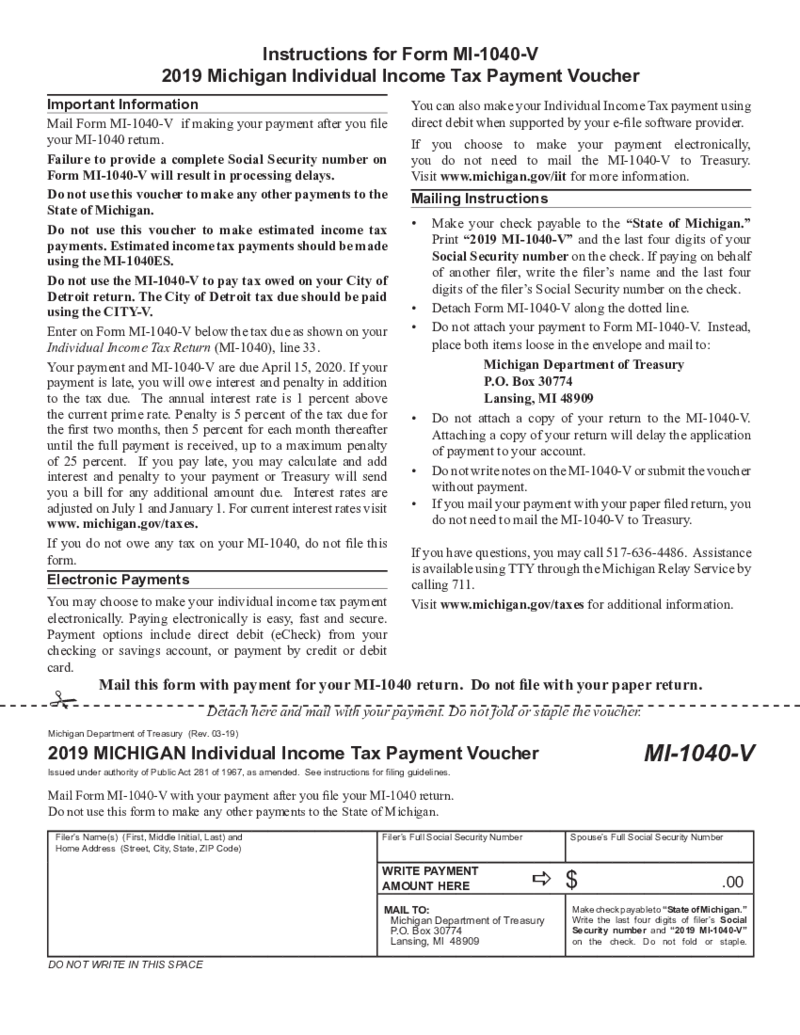 Instructions for Form MI-1040-V