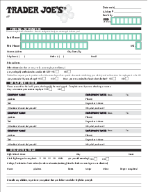 Trader Joes Employment Application Form - Thumbnail