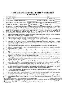 TN Residential Property Condition Disclosure - Thumbnail