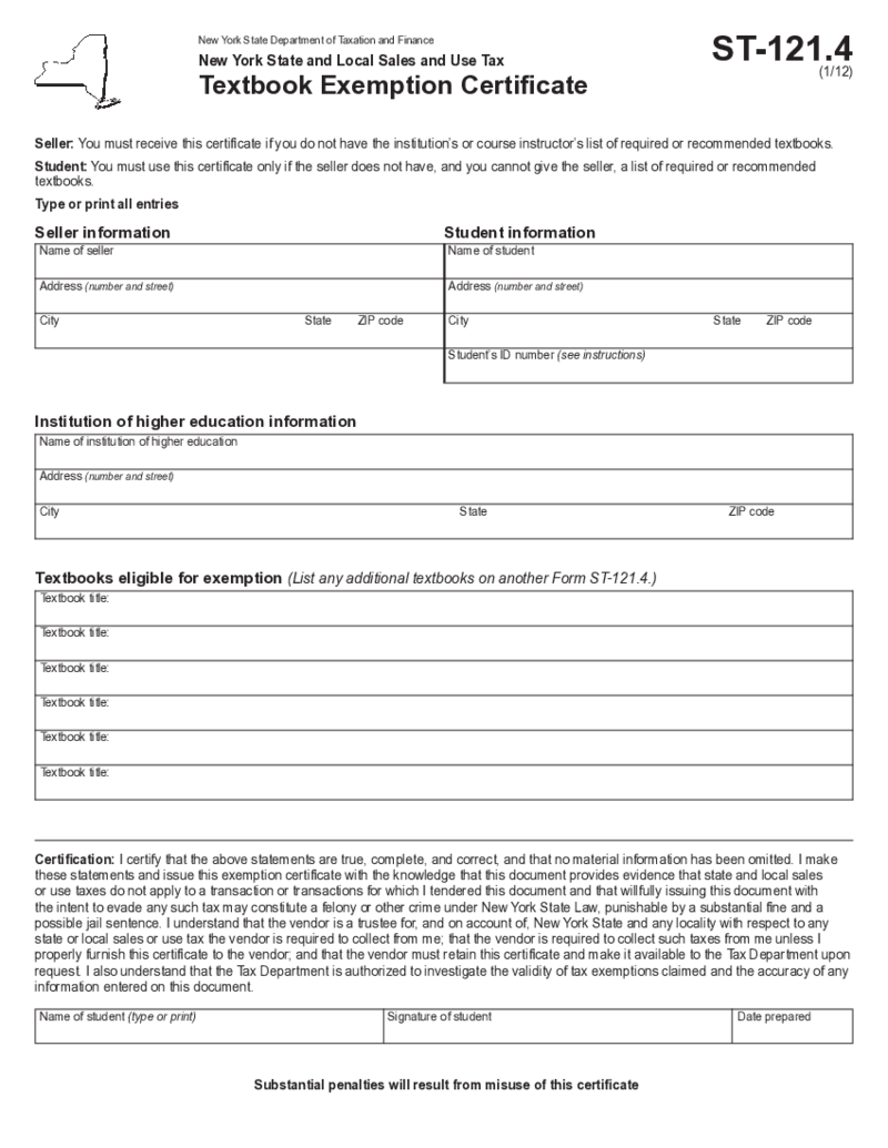 New York Form ST-121.4