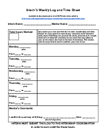 Interns Weekly Log and Time Sheet - Thumbnail