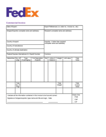 Fillable FedEx Commercial Invoice Template - Thumbnail