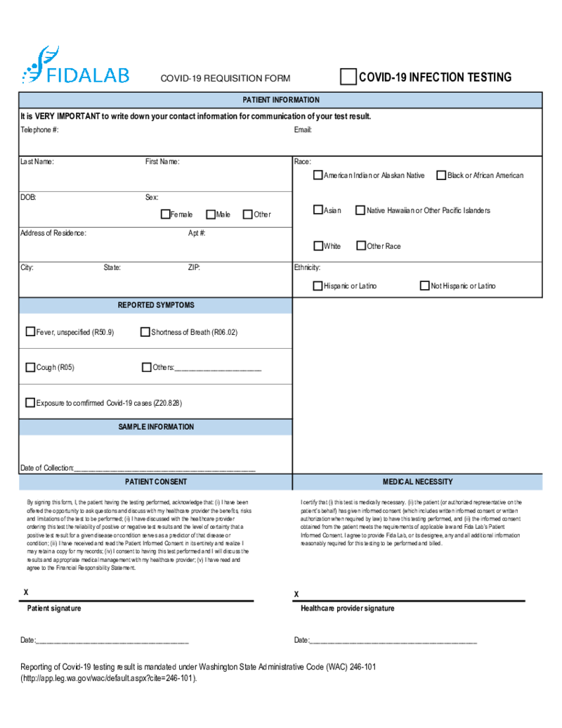 WA FidaLab Requisition Form