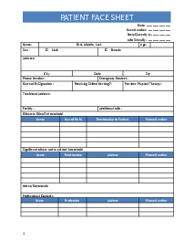 Fillable Patient Face Sheet Form - Thumbnail