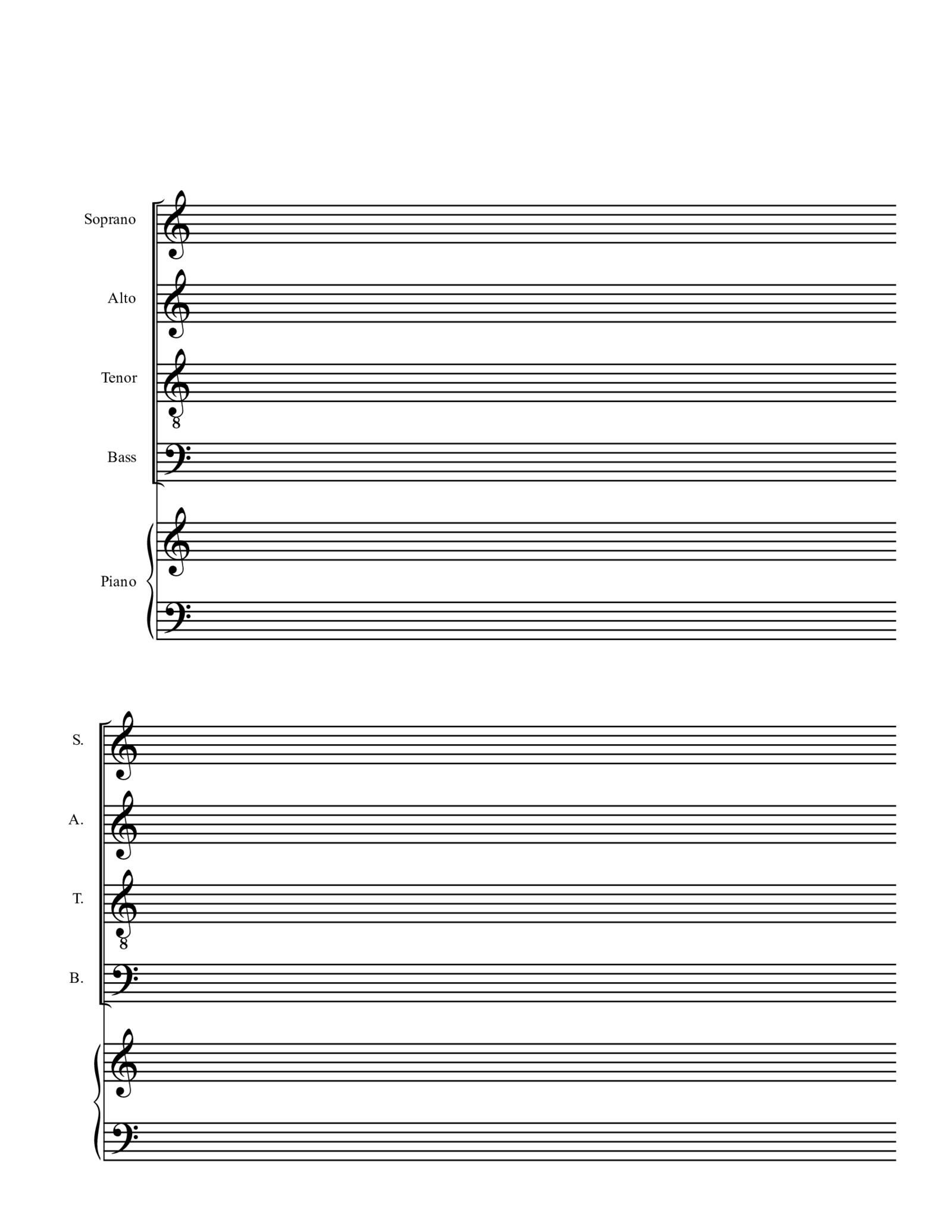 Blank Music Sheet Choral-SATB 4 Line and Piano - Thumbnail