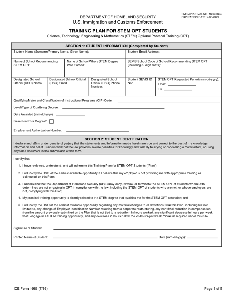 ICE Form I-983