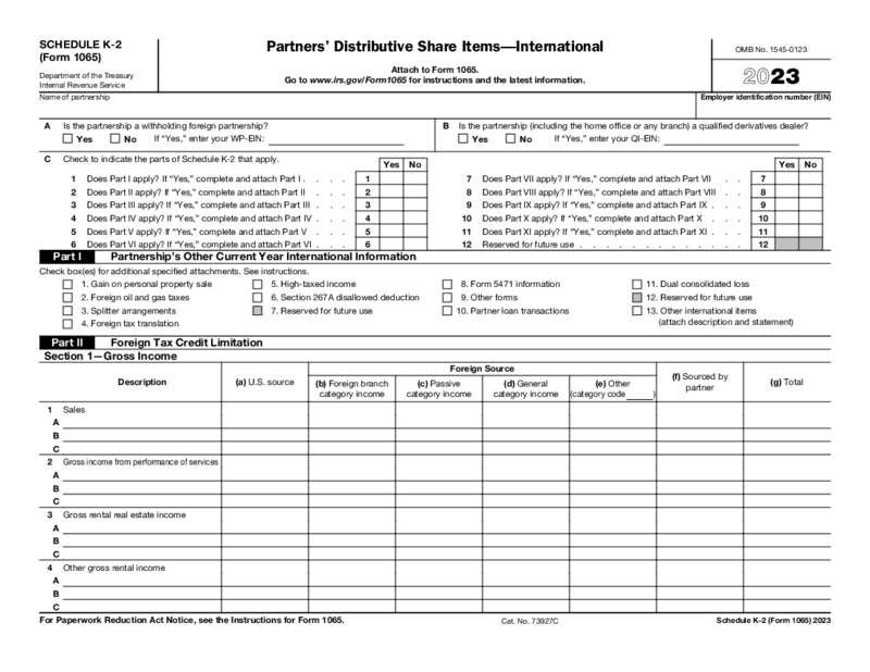 Form 1065 (Schedule K-2) (2023)