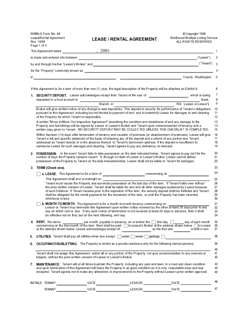 Form 68 Lease Rental Agreement