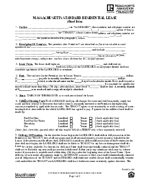 Massachusetts Standard Residential Lease Agreement Form 401 - Thumbnail