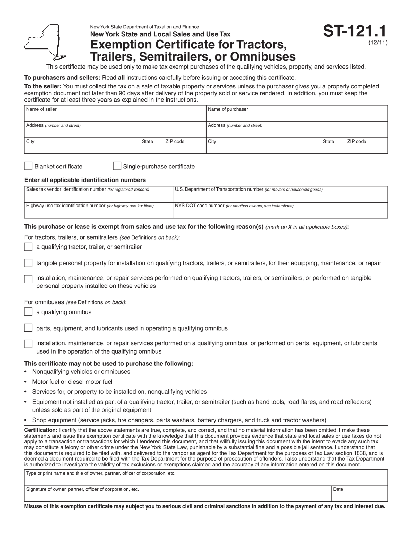 New York Form ST-121.1 - Thumbnail