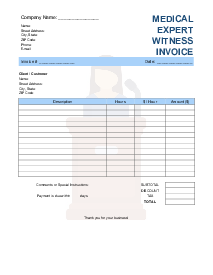 Medical Expert Witness Invoice Template - Thumbnail