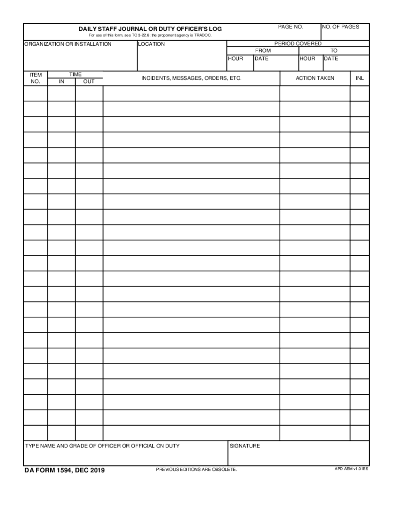 DA Form 1594