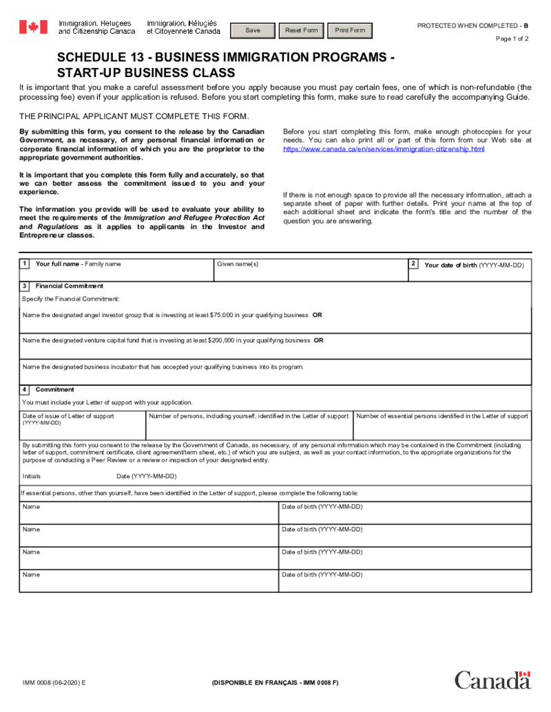 IMM 0008, E Schedule 13