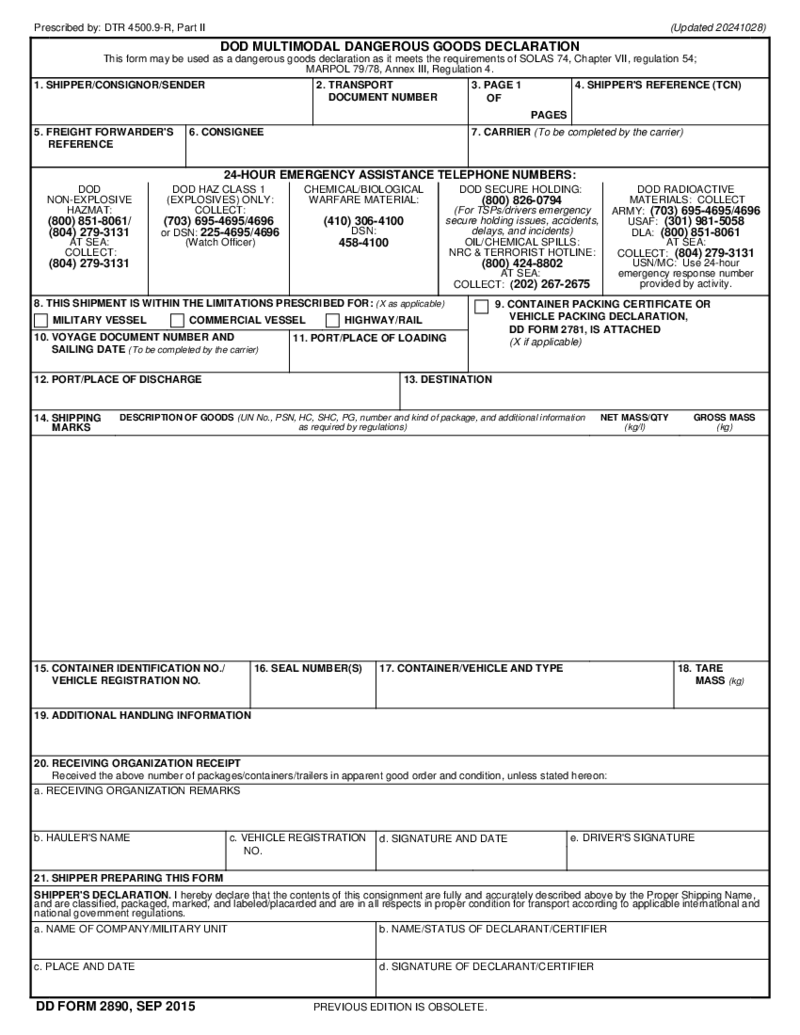 DD Form 2890