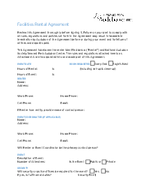 Facilities Rental Agreement - Thumbnail