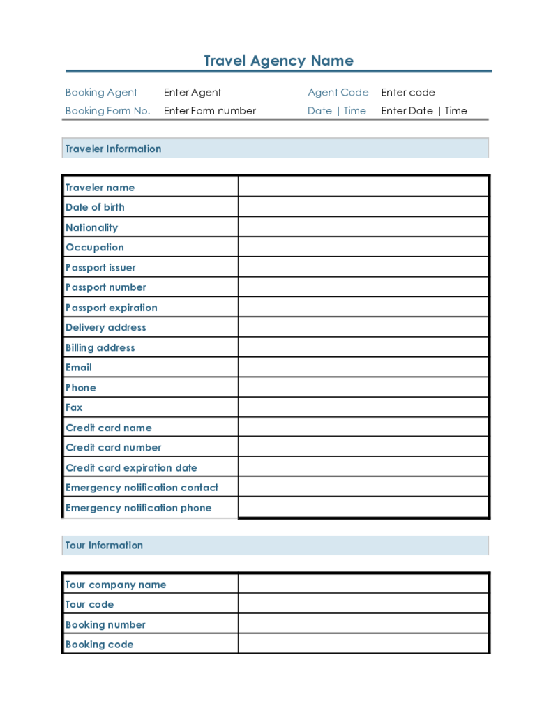 Client Travel Planning Form