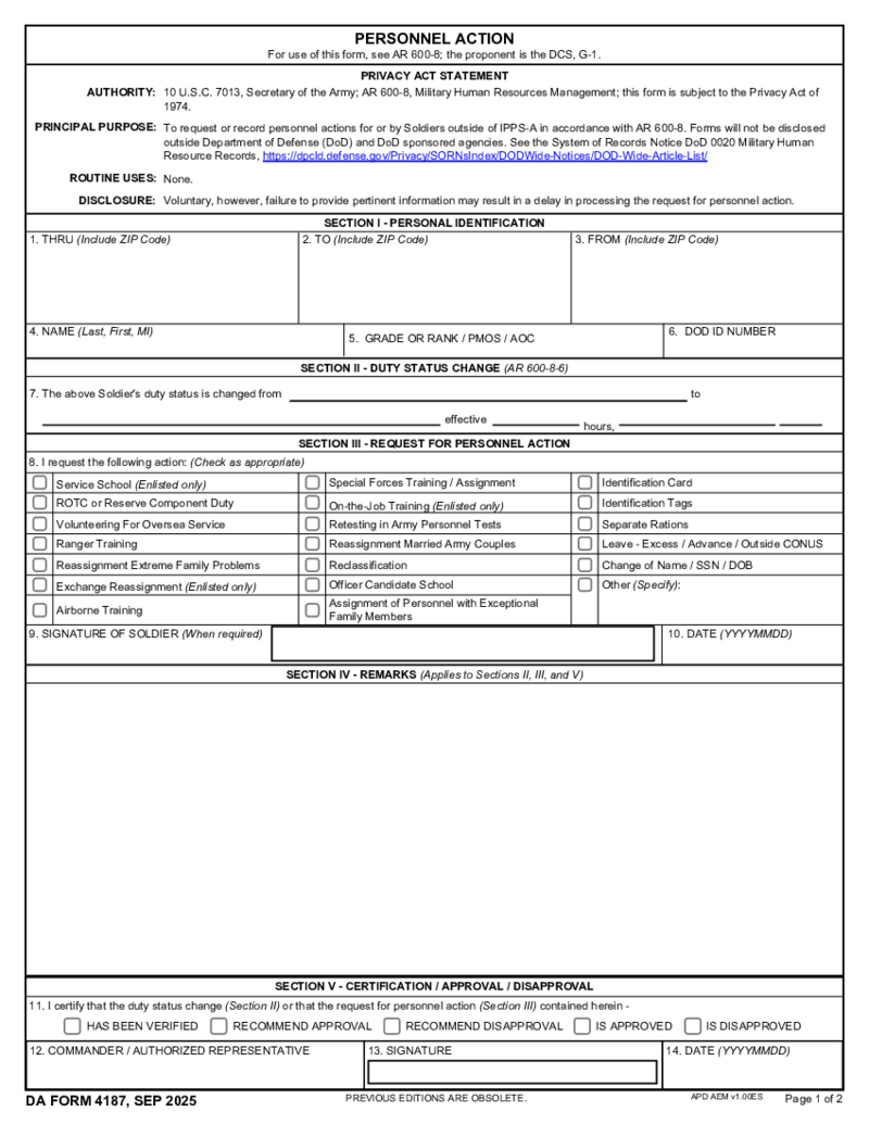 Da Form 4187