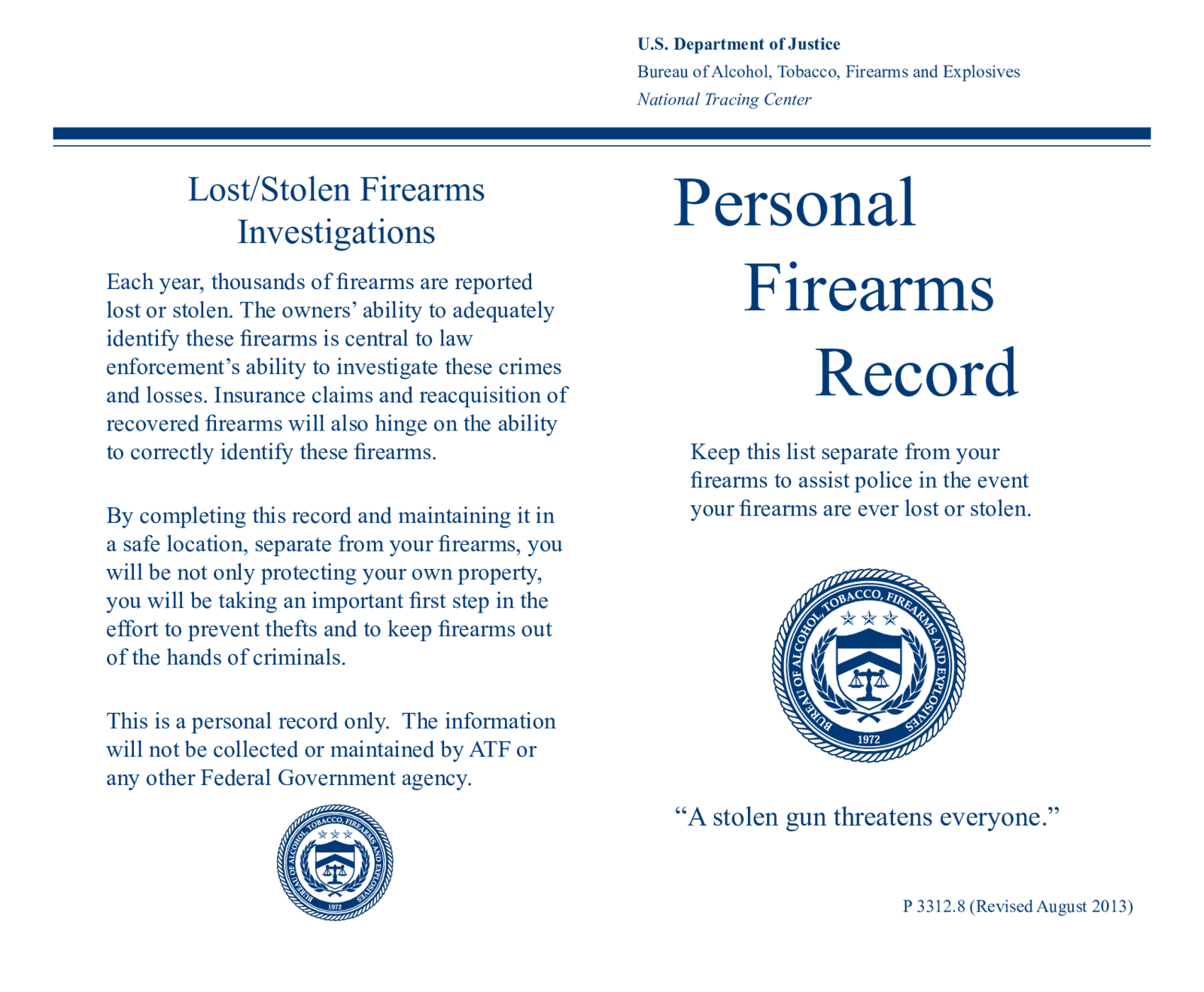 Personal Firearms Record - Thumbnail