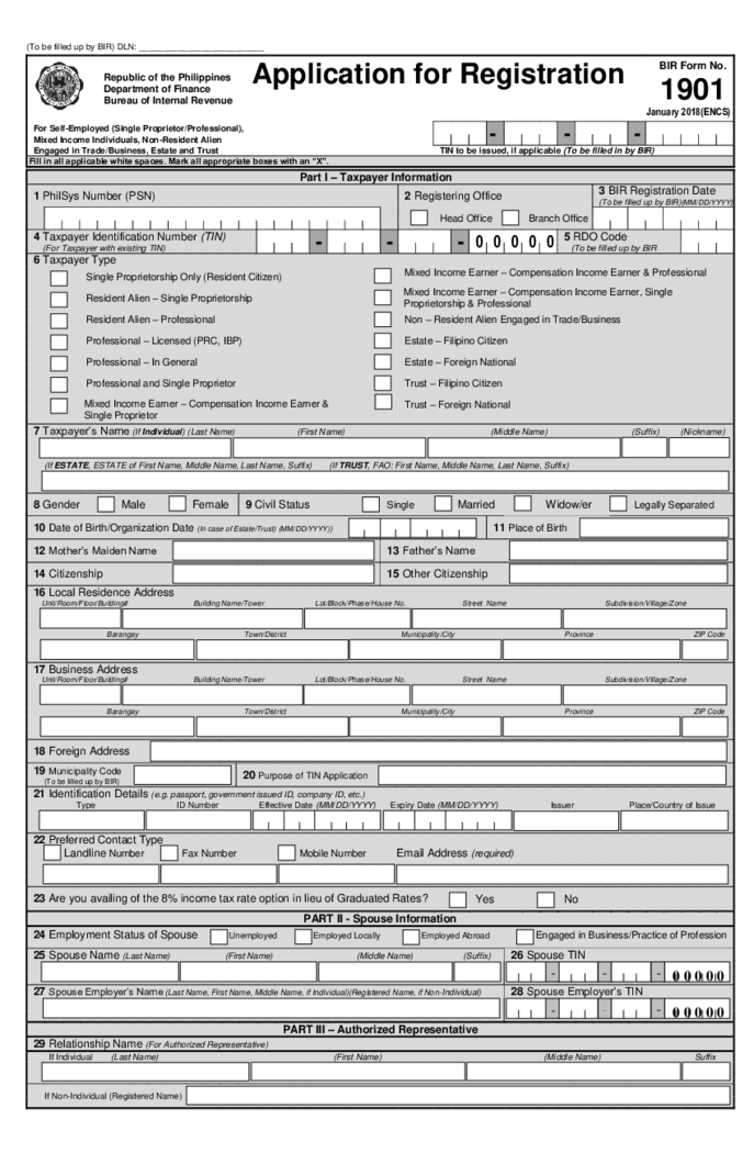 BIR Form 1901