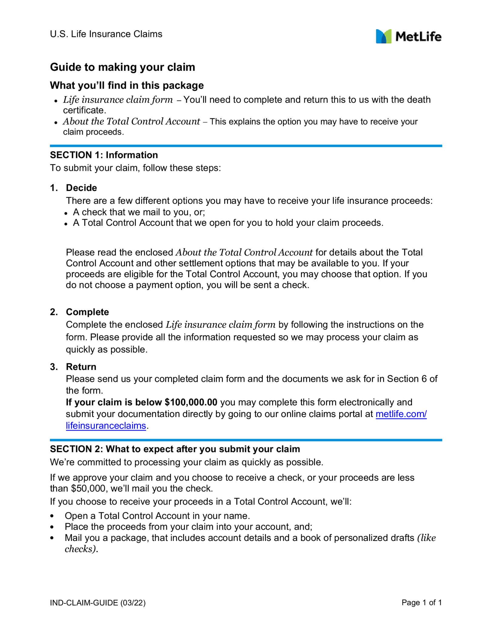 MetLife Life Insurance Claim - Thumbnail