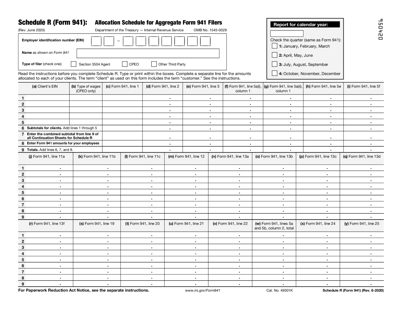 Form 941 Schedule R (2020) - Thumbnail