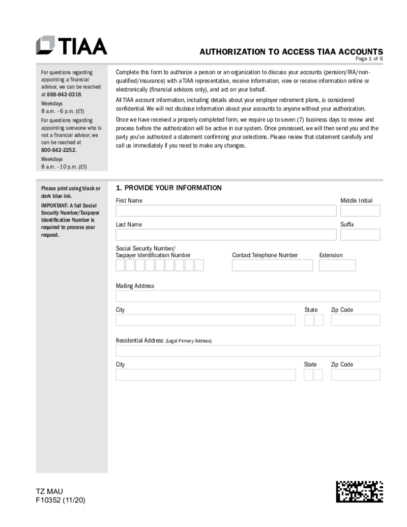 Authorization to Access TIAA Accounts and Power of Attorney