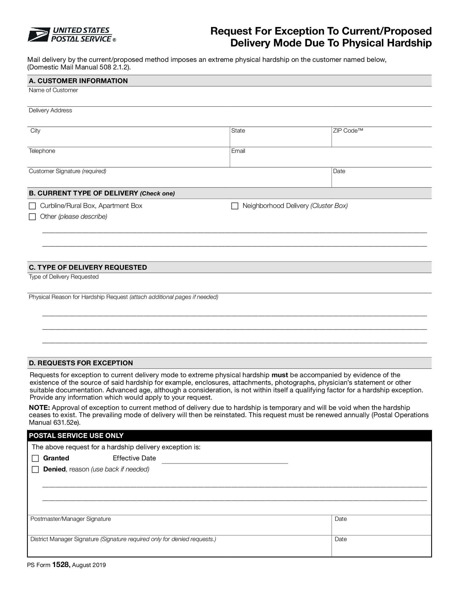 PS Form 1528 - Thumbnail