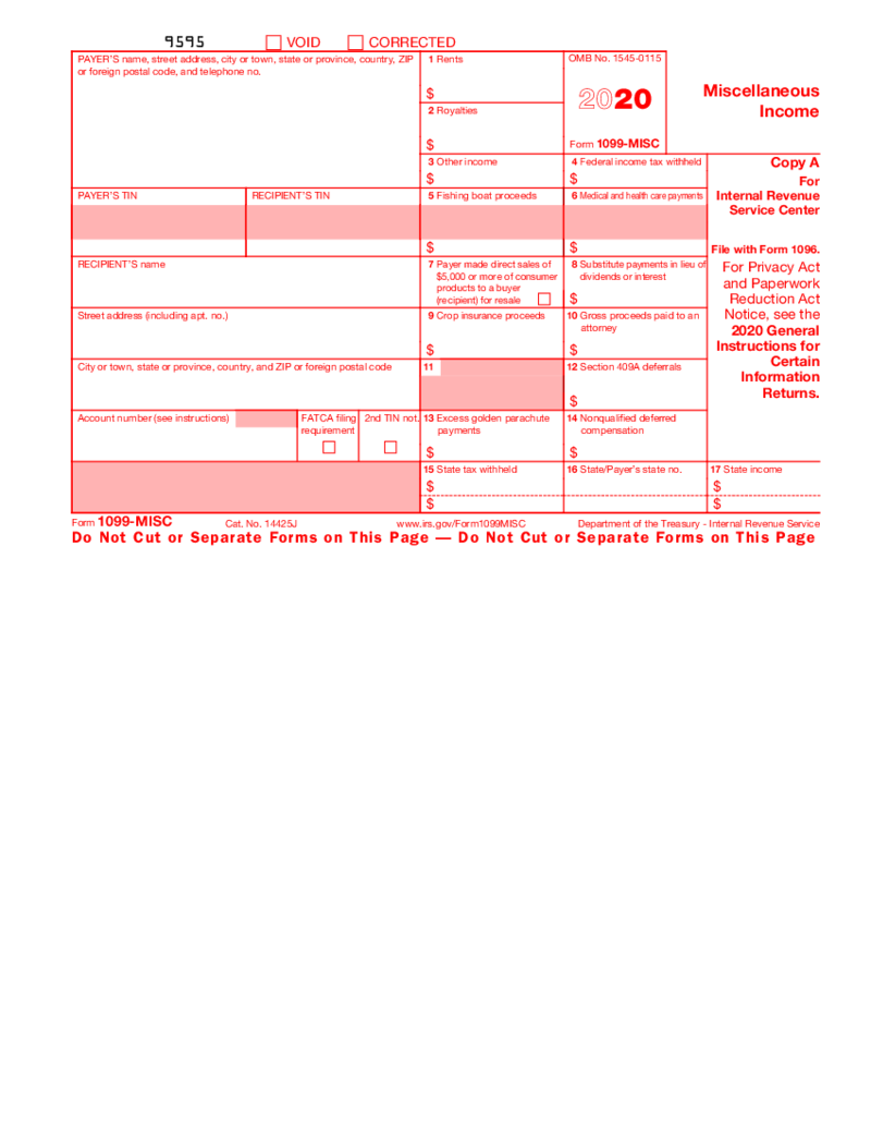 1099-MISC Form (2020)