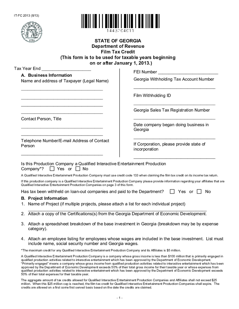 Form IT-FC - Georgia Department of Revenue