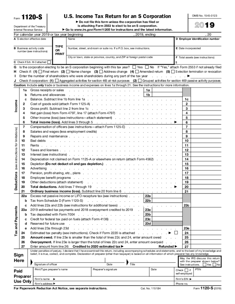 Form 1120-S (2019)