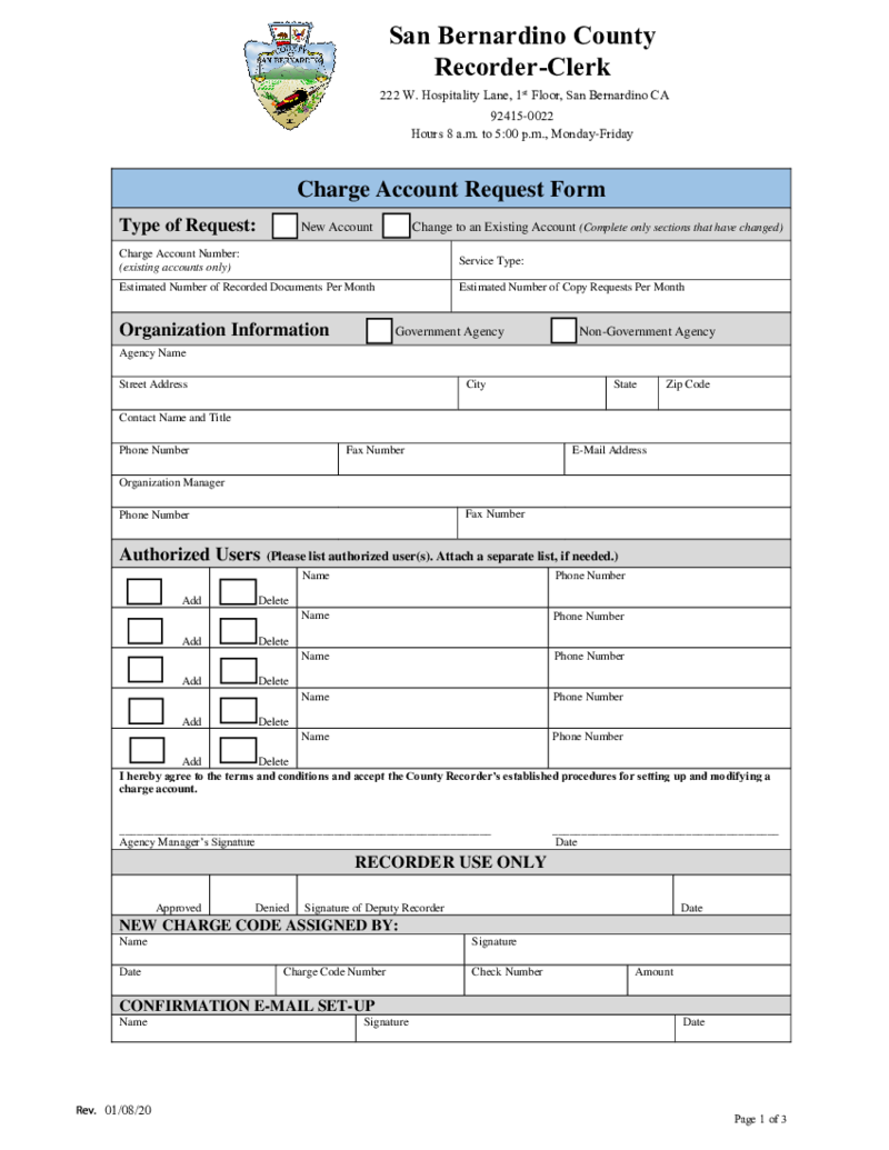 Charge Account Request Form