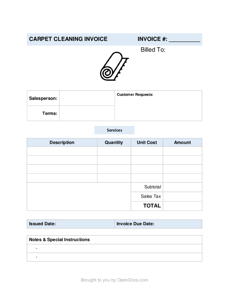 Carpet Cleaning Invoice