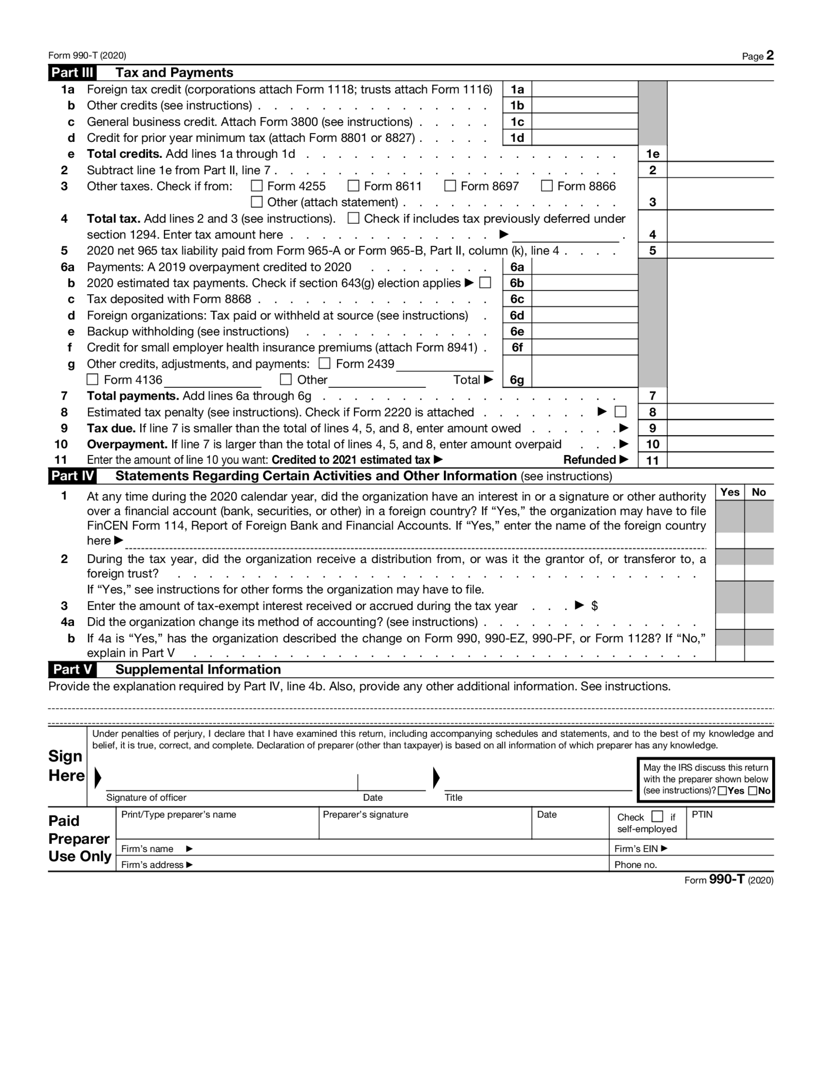 Form 990-T (2020) - Thumbnail