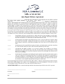 Fillable Auto Repair Release Agreement - Thumbnail