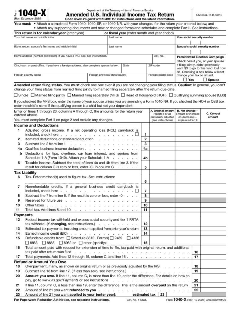 Form 1040-X